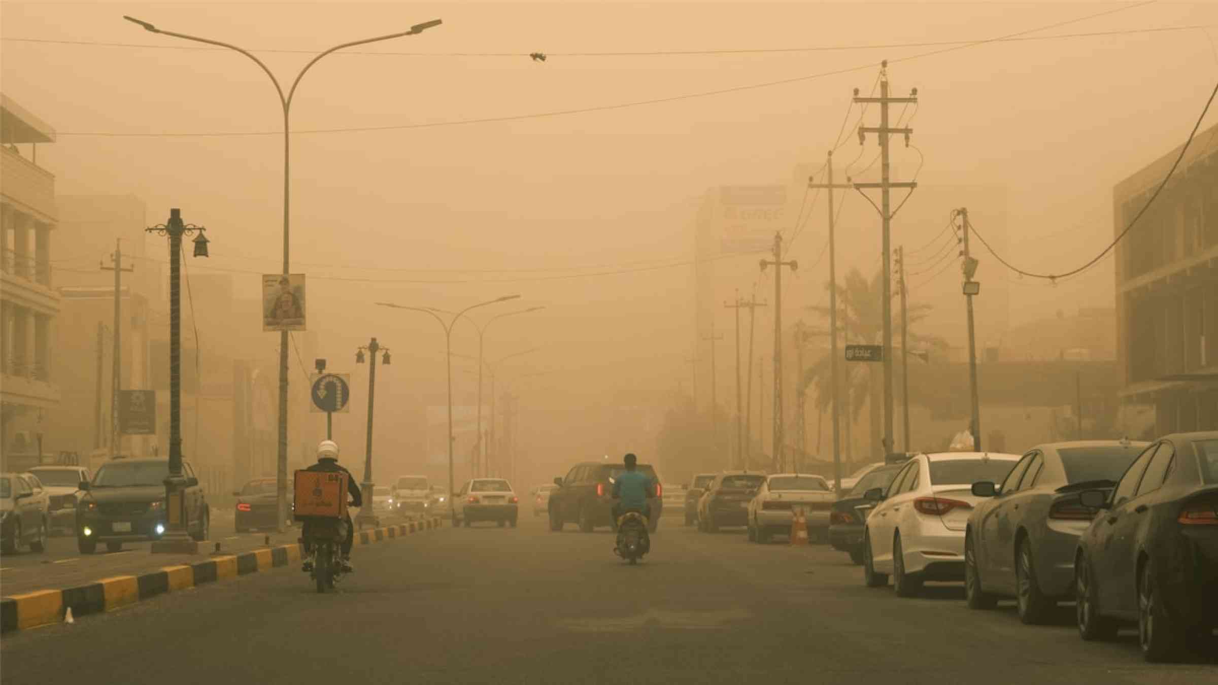Sand storm hitting the city of Basra in Iraq, 2022