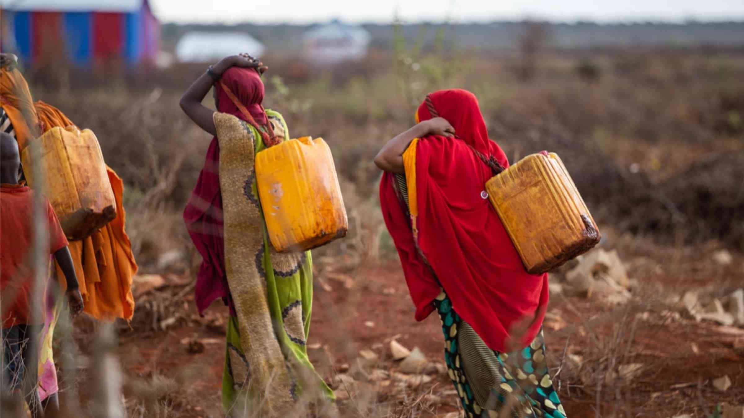 Young girls carrying water in Somalia