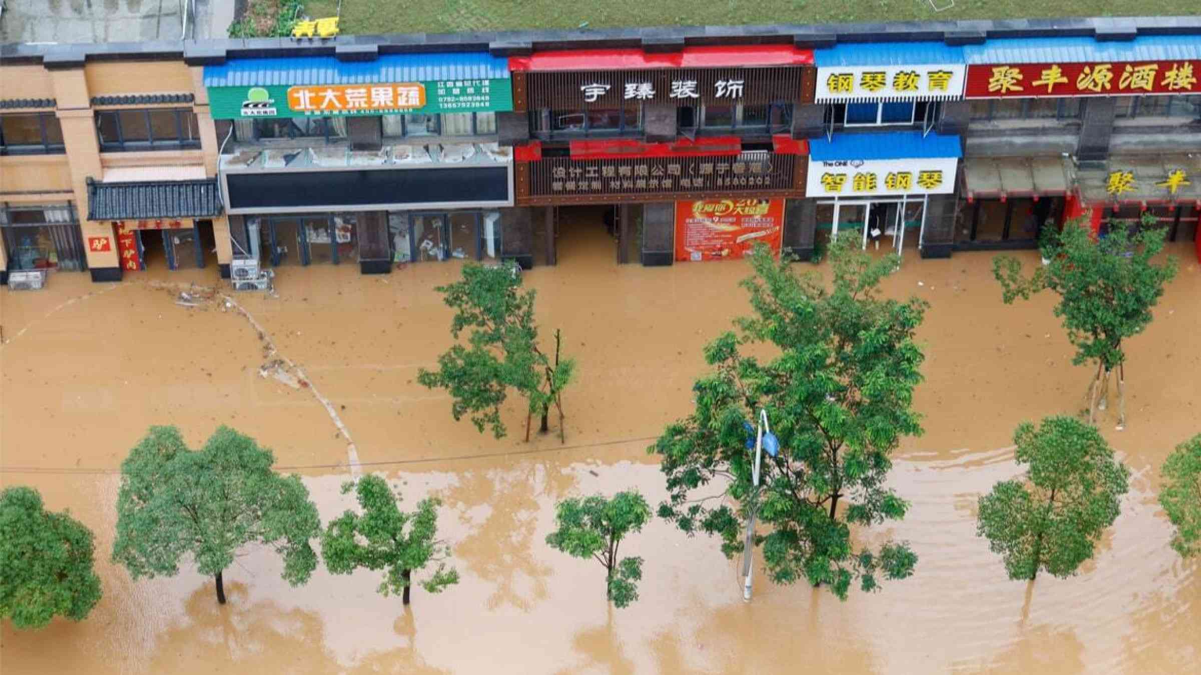 Flooded stores in Jianxi, China