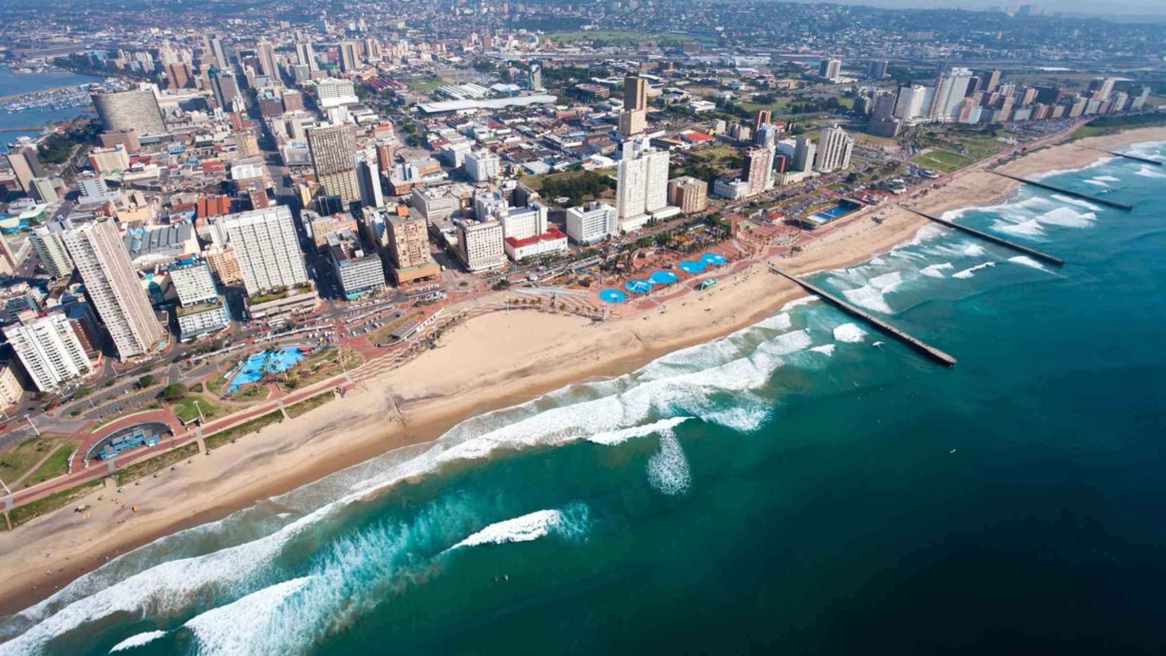Aerial view of the Durban city coast