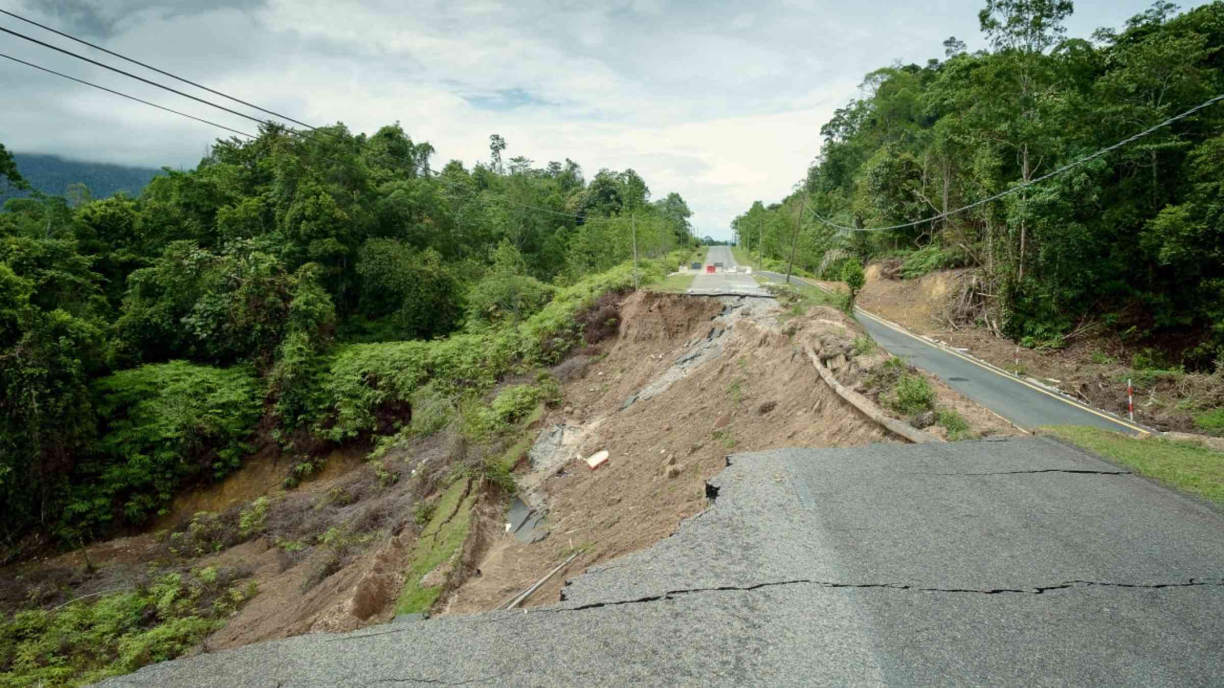 Landslide-affected road