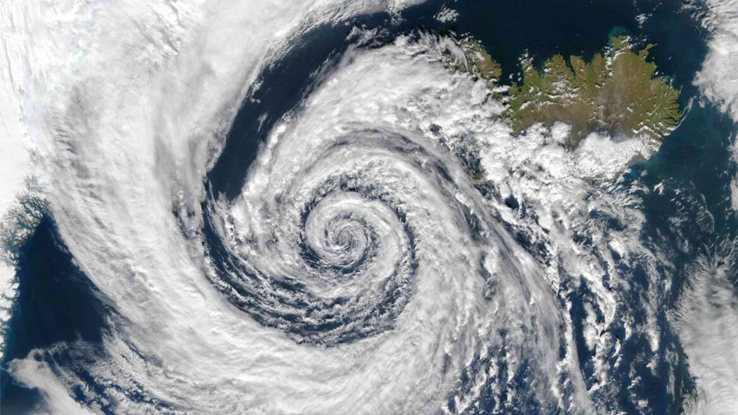 A storm off the coast of Iceland as imaged by a weather satellite