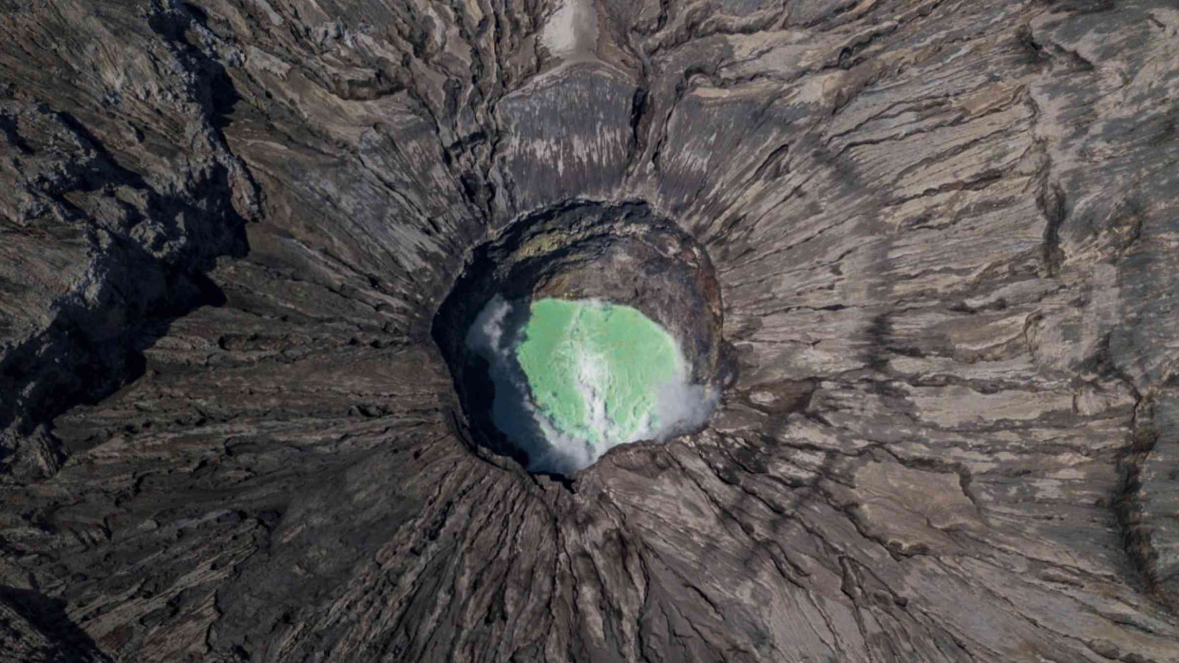 Overhead shot of a volcano