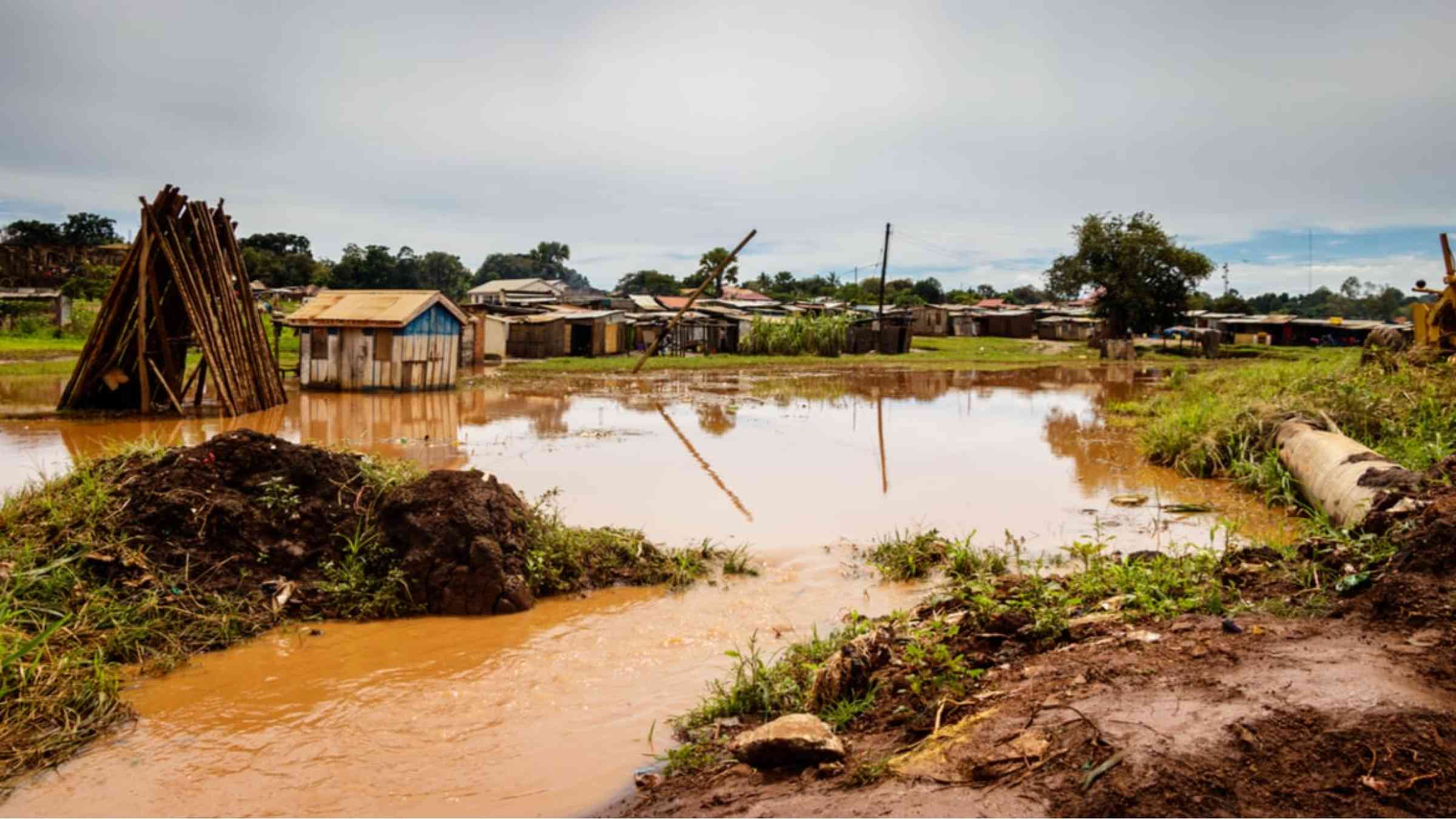 Rainy season in Lira Uganda. The complete village is flooding after this destructive rainfall.