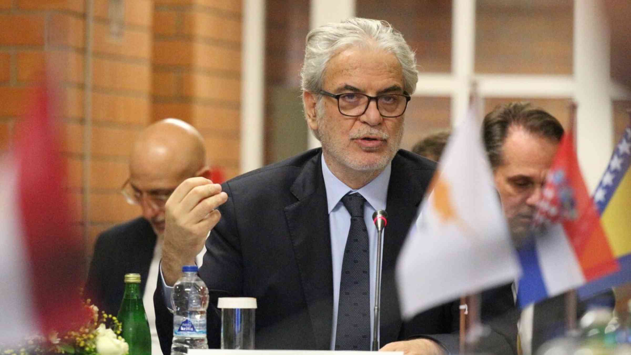 Mr Christos Stylianides, Greece's Minister Climate Crisis speaking during the Action-Oriented Dialogue organized in Athens, Greece on 21 October 2022.