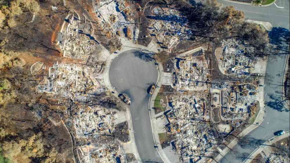 Wildfire damage, Santa Rosa, California