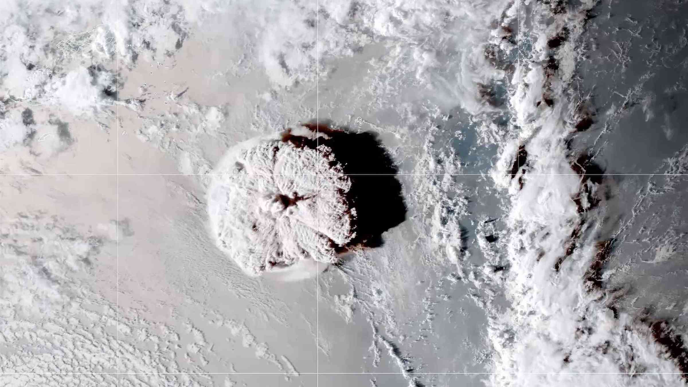 Tonga volcano satelite view