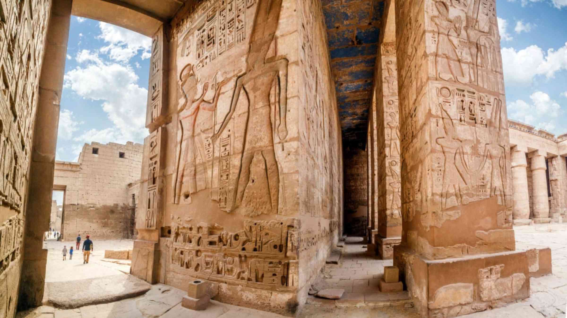 Temple of Medinet Habu. Egypt, Luxor. The Mortuary Temple of Ramesses III at Medinet Habu is an important New Kingdom period structure in the West Bank of Luxor in Egypt