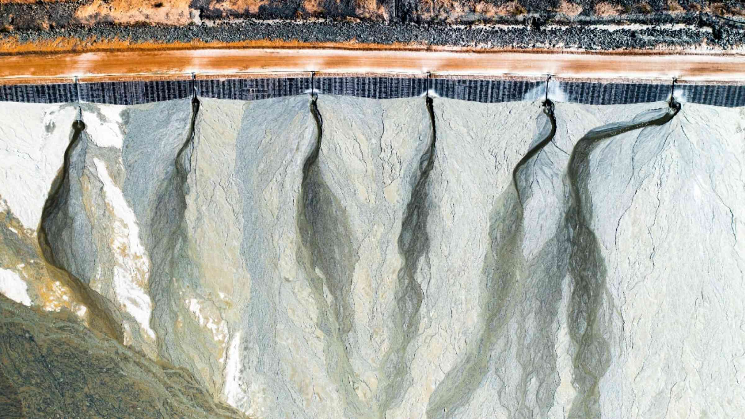 Aerial picture of a mining tailings dam