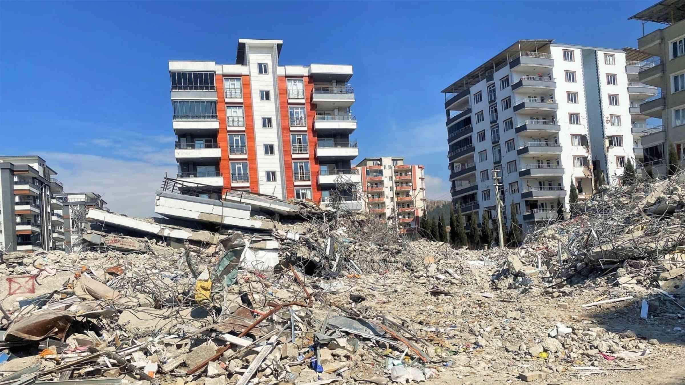 Collapsed buildings following the Türkiye earthquakes