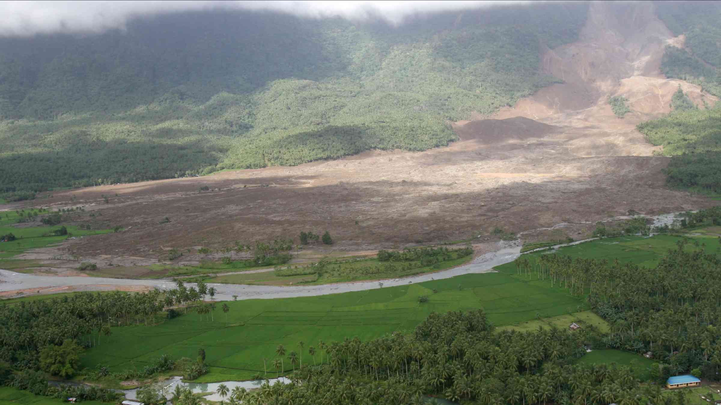 Aerial View of Mudslide St Bernard, Philippines 