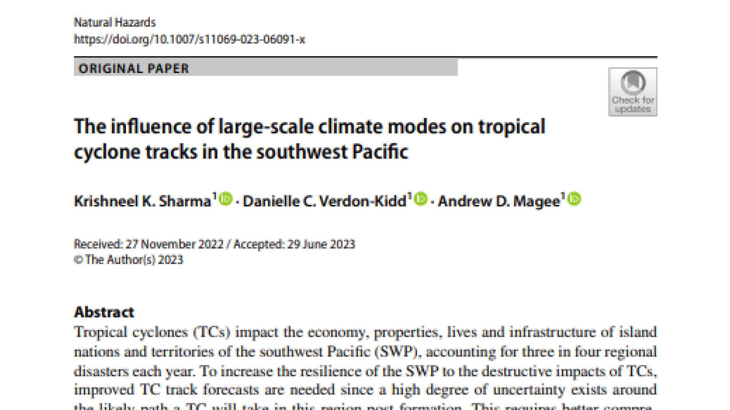 The influence of large-scale climate modes on tropical cyclone tracks ...