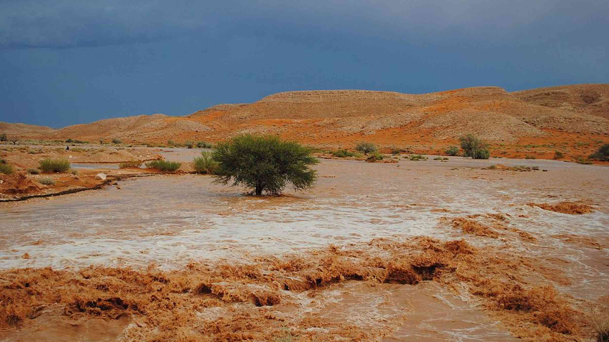 Flash flood in a desert