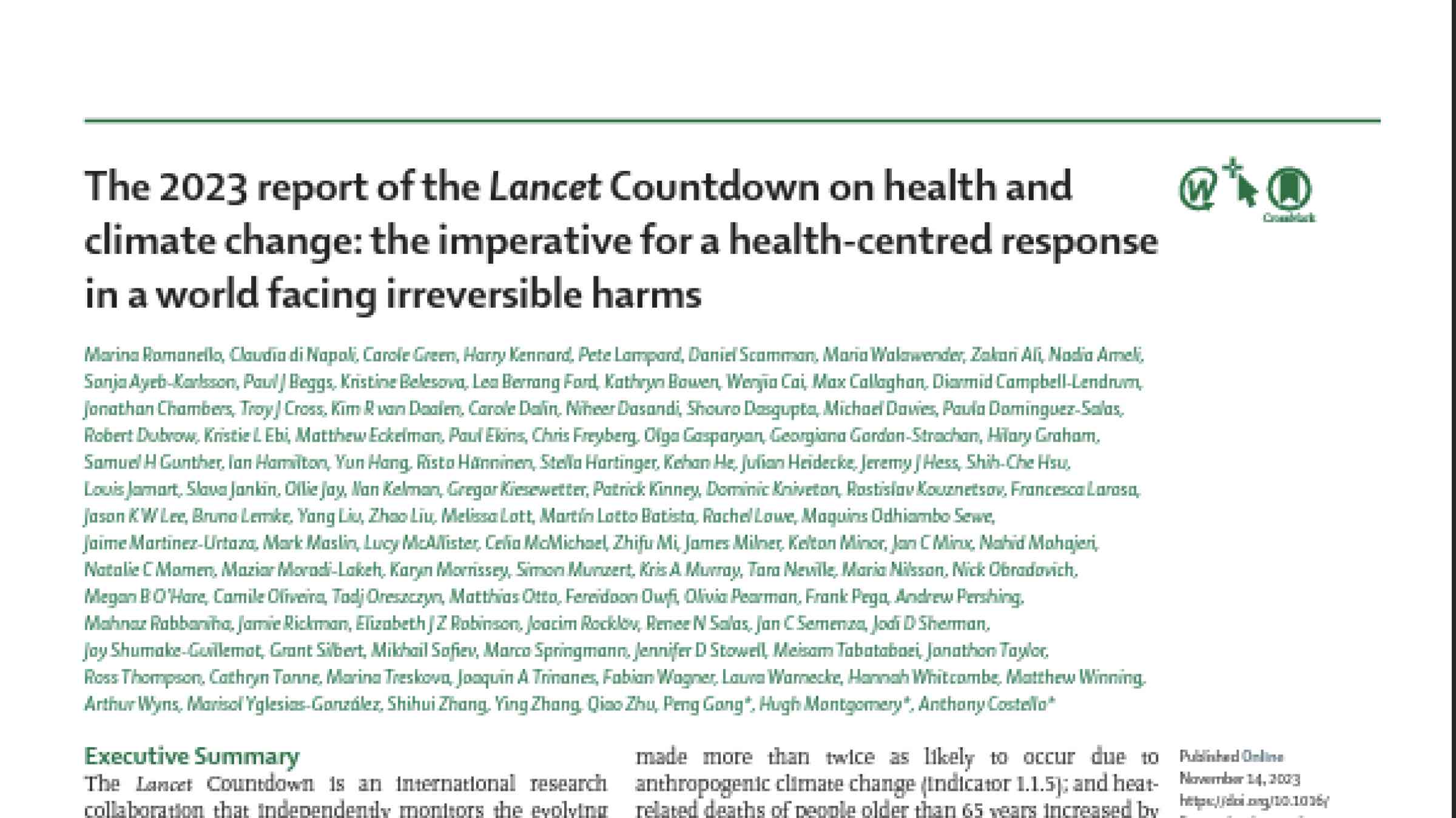 The 2023 report of the Lancet Countdown on health and climate