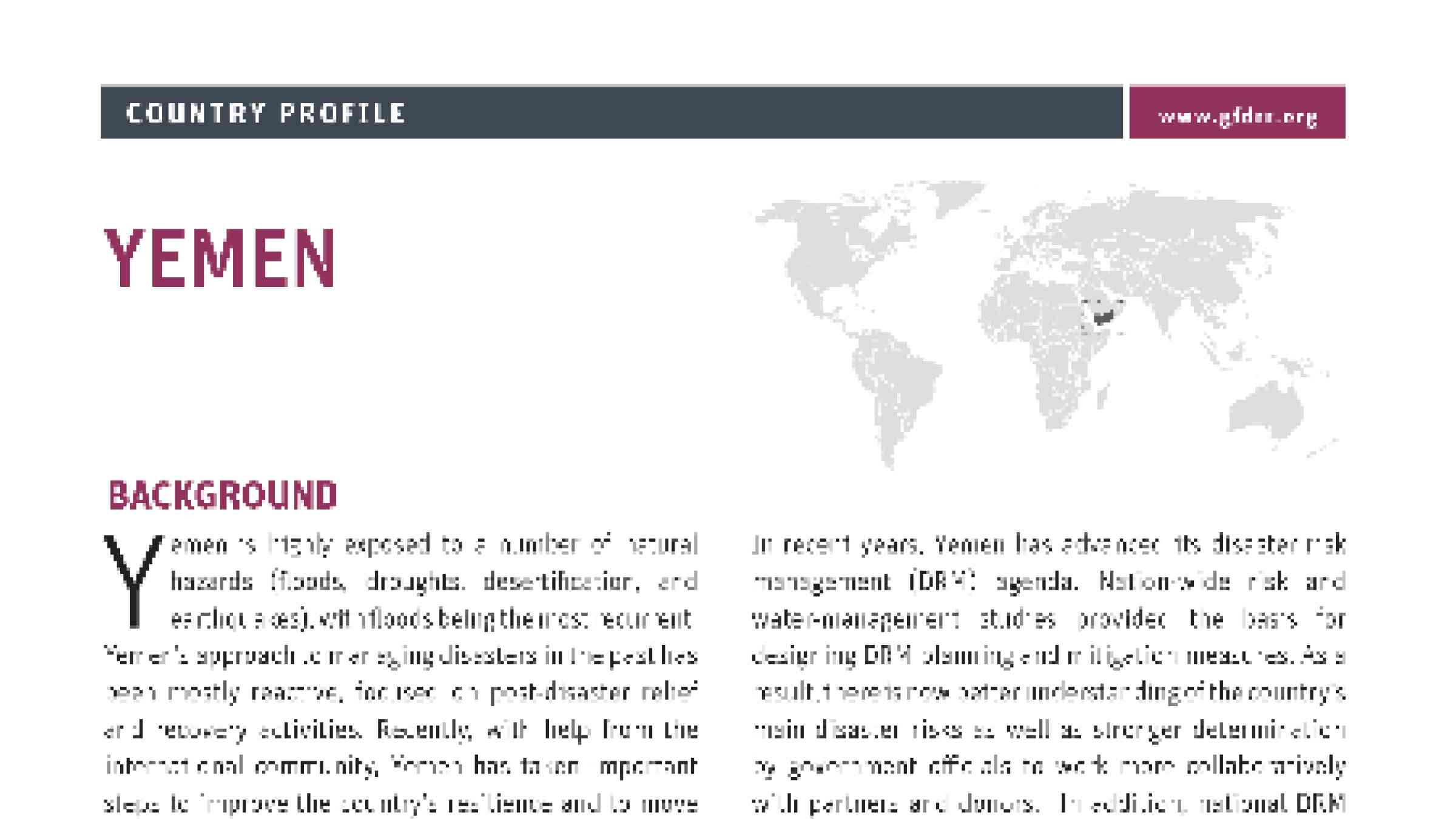 Country profile: Yemen | PreventionWeb