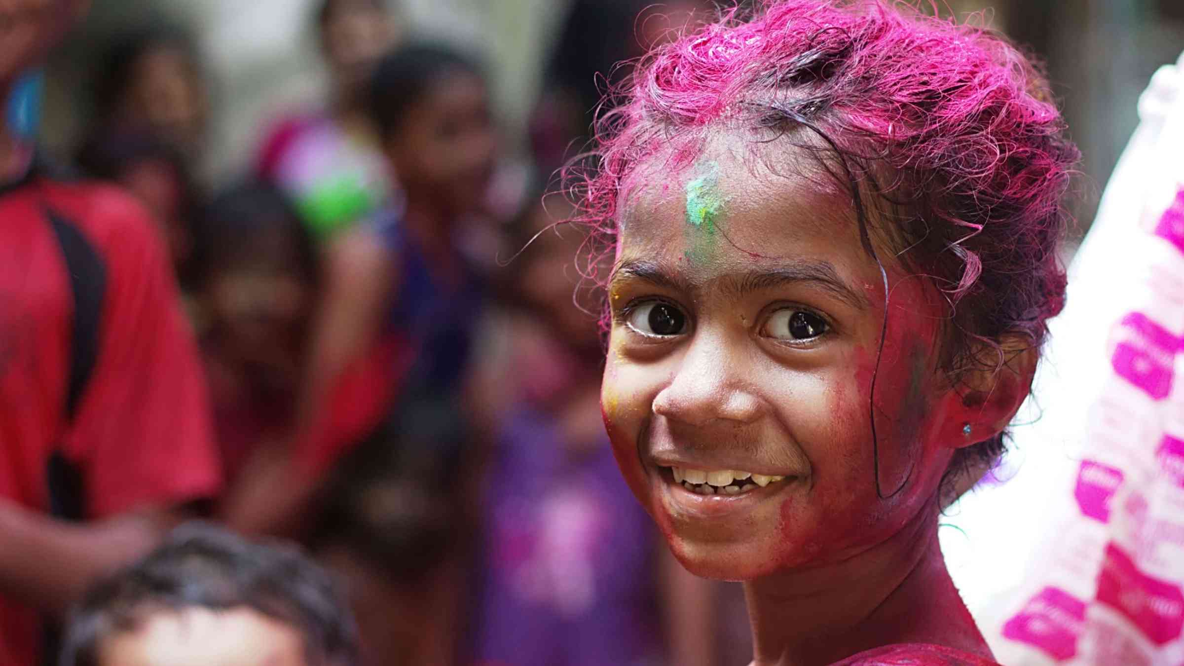 Kids at Holi festival