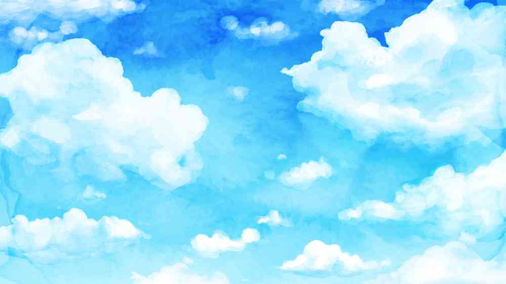 Watercolor vector illustration of blue sky and clouds