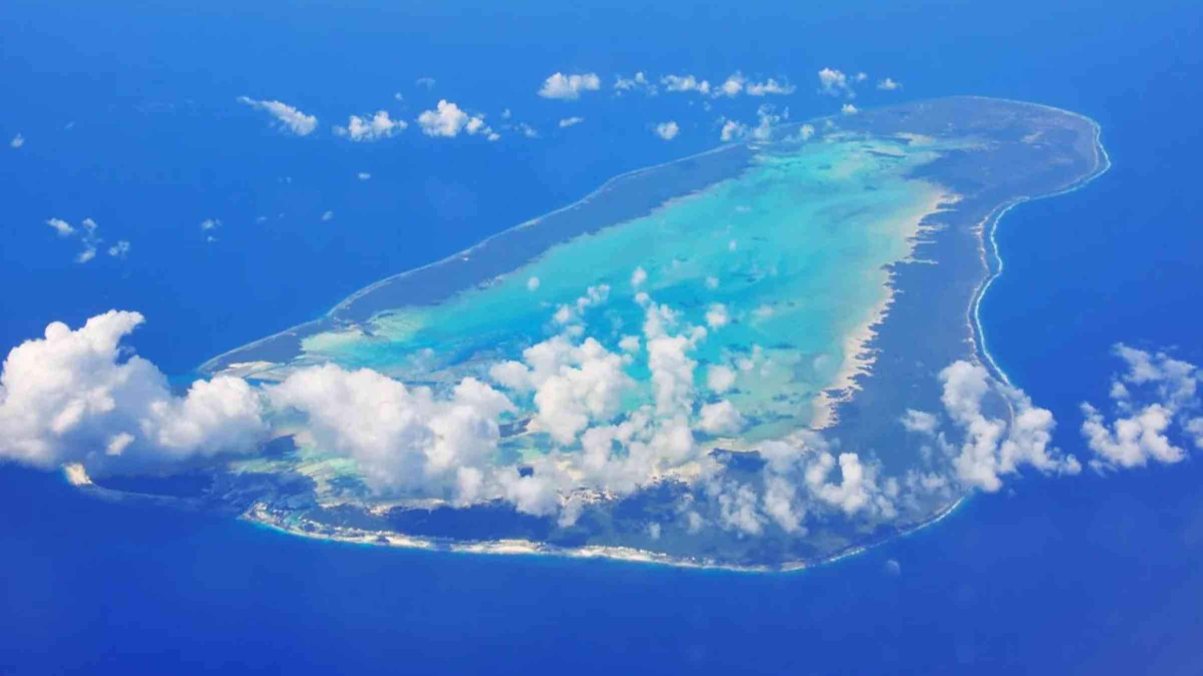 An aerial view of Aldabra Atoll in Seychelles