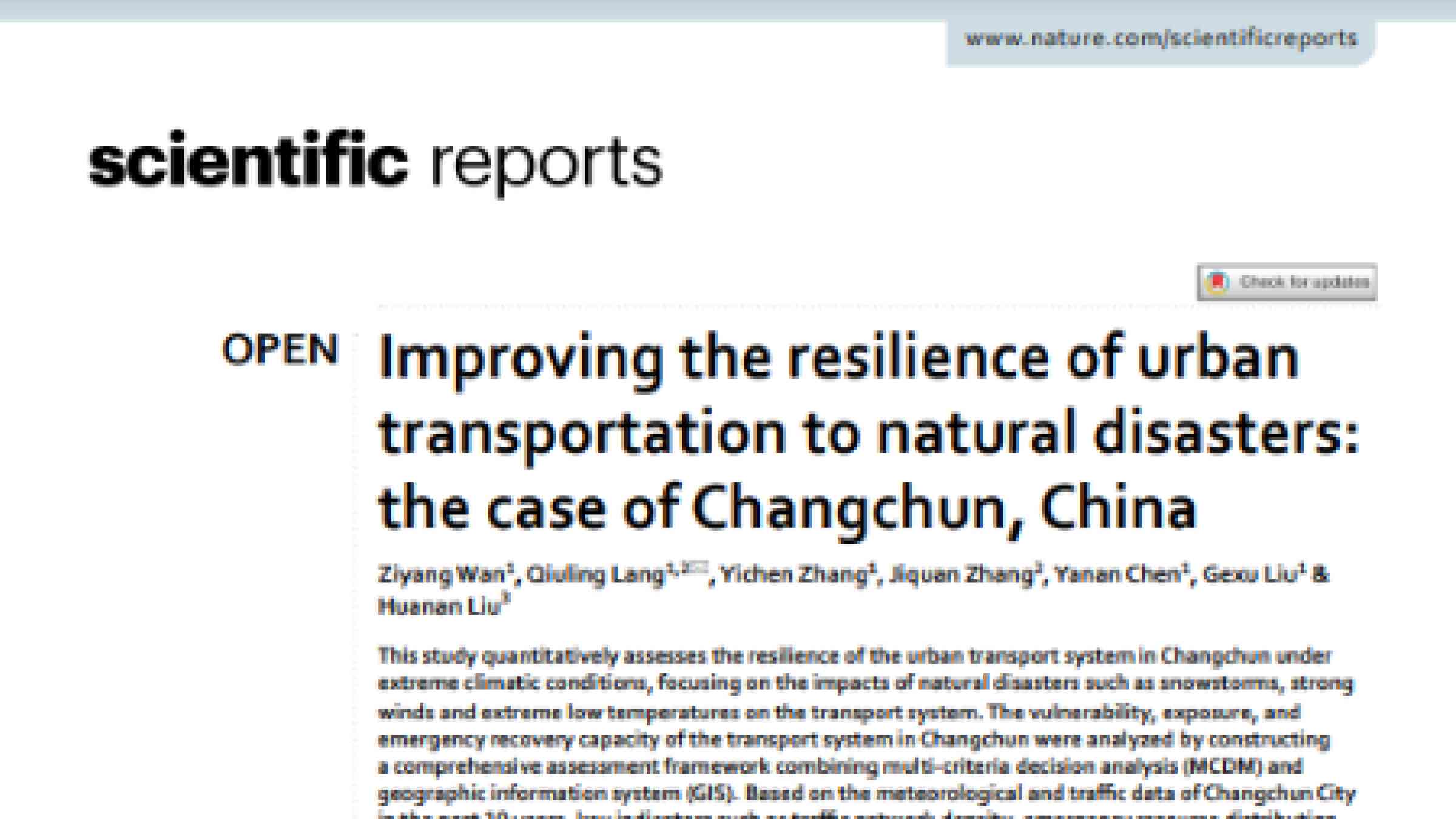 Improving the resilience of urban transportation to natural disasters ...