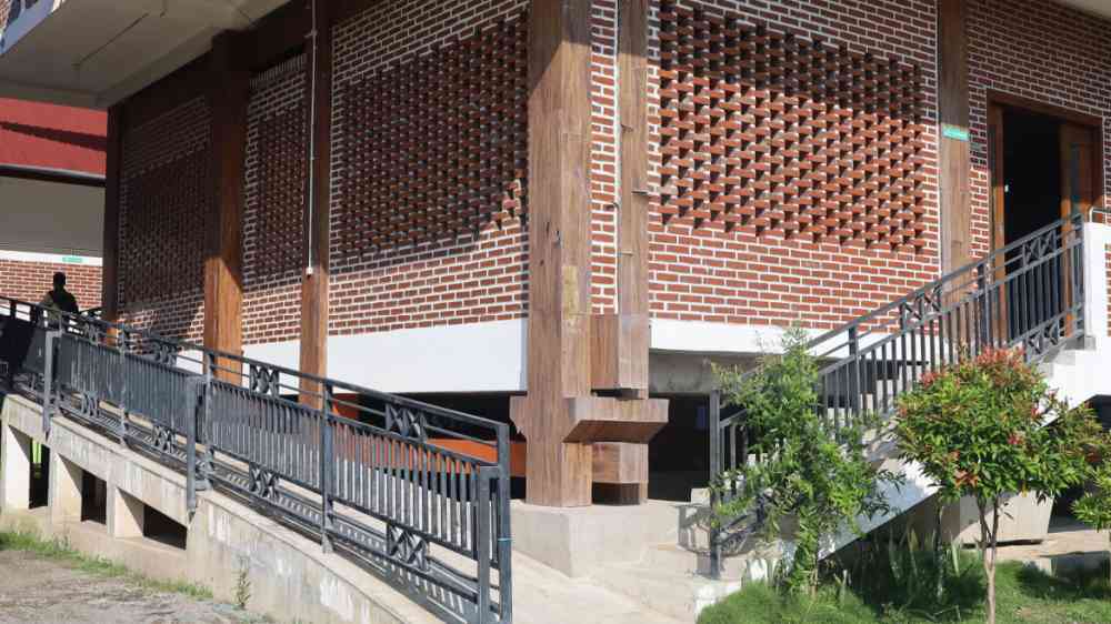 Community evacuation center building designed to be earthquake resistant in North Lombok, Indonesia