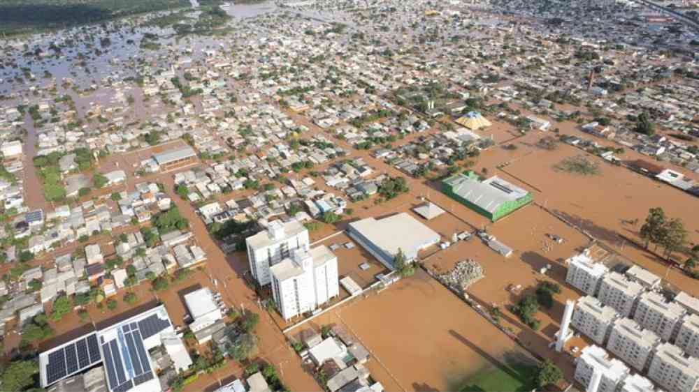 An aerial view of the extensive flooding in Porto Alegre, Brazil in 2024