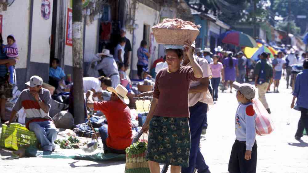 People in the streets of the old town of Copan in Honduras in Central America, Honduras