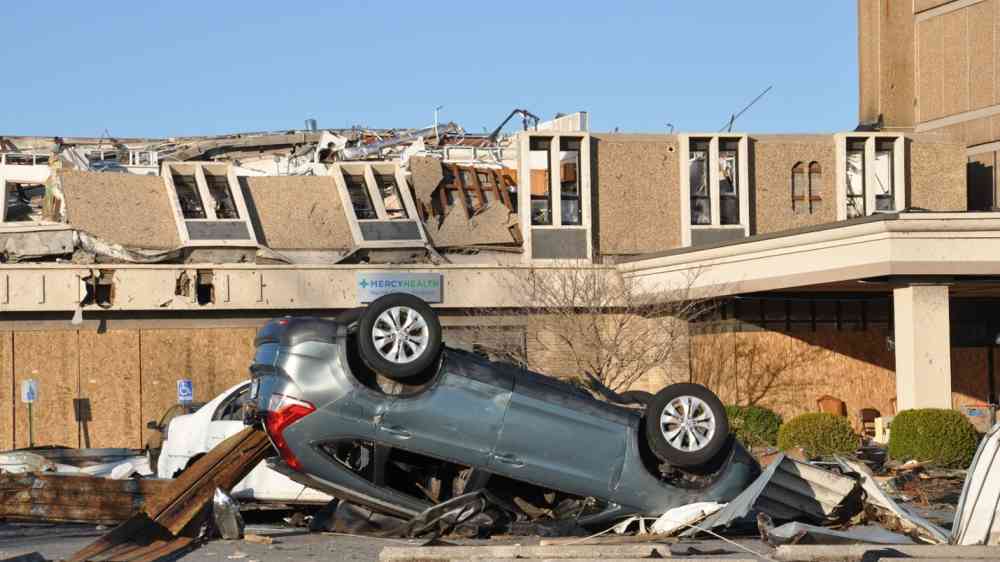 Car damage after a tornado