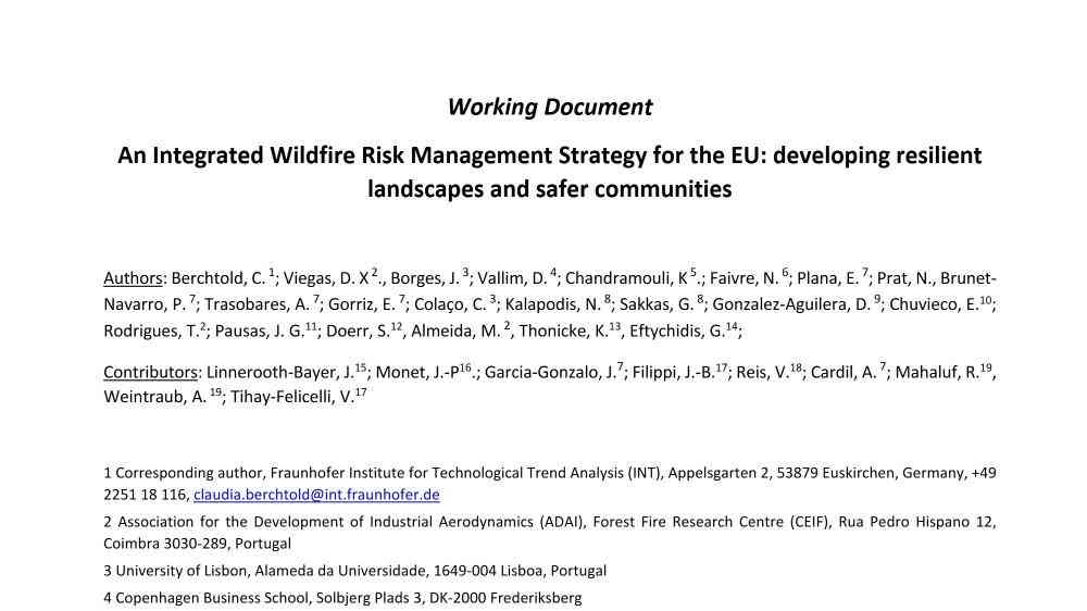 An integrated wildfire risk management strategy for the EU: developing ...