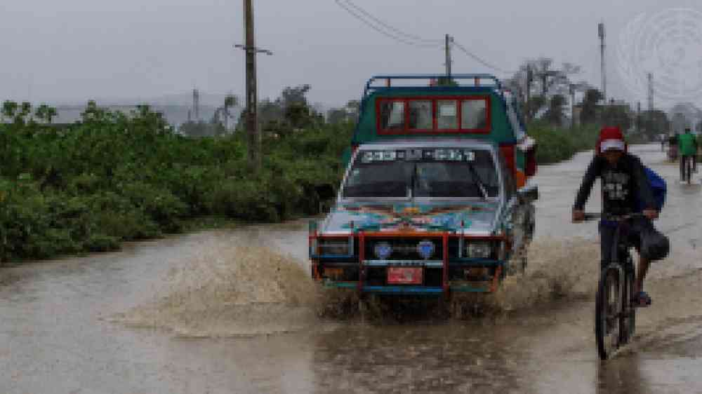 A flooded road