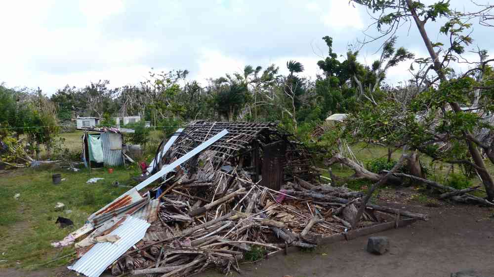Destroyed house in aftermath of Cyclone Pam, Vanuatu, 2015