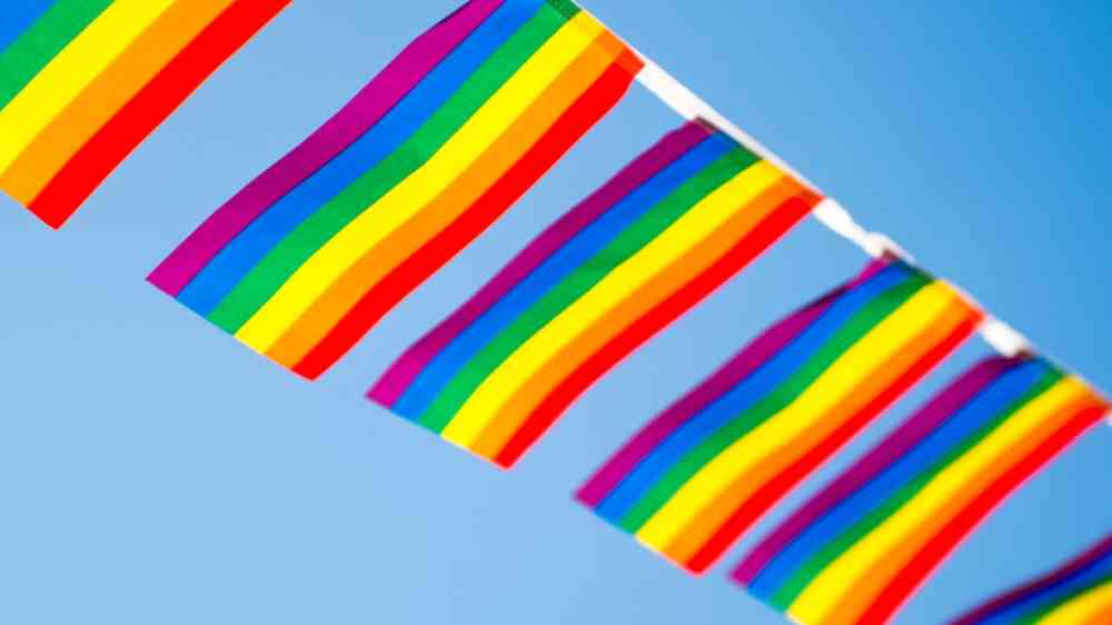 Single strand of LGBTQI gay pride rainbow flag