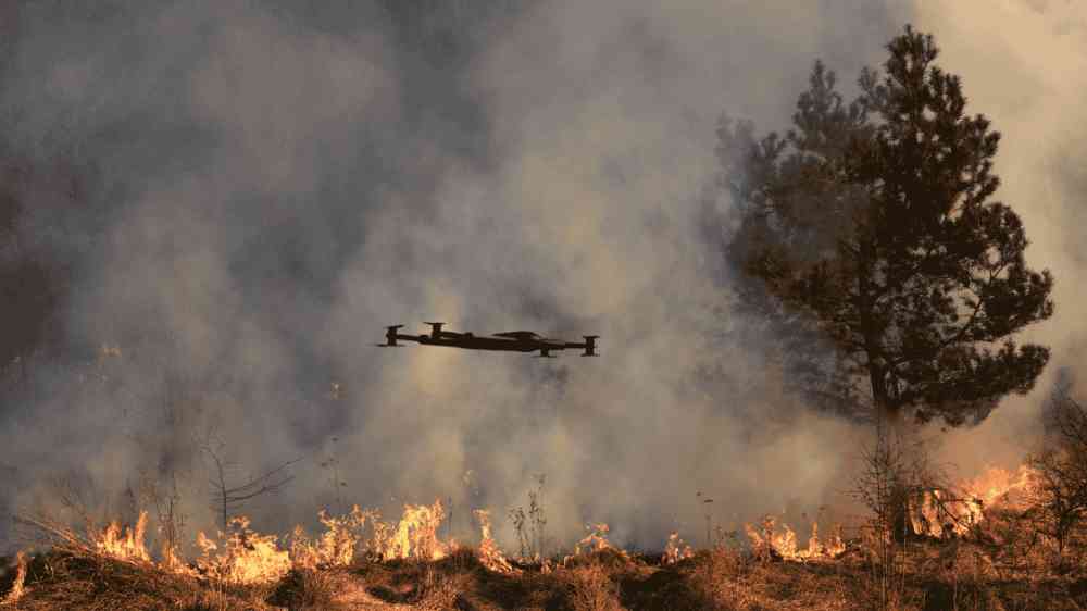 Drone over a wildfire
