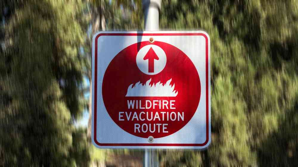 Wildfire evacuation sign