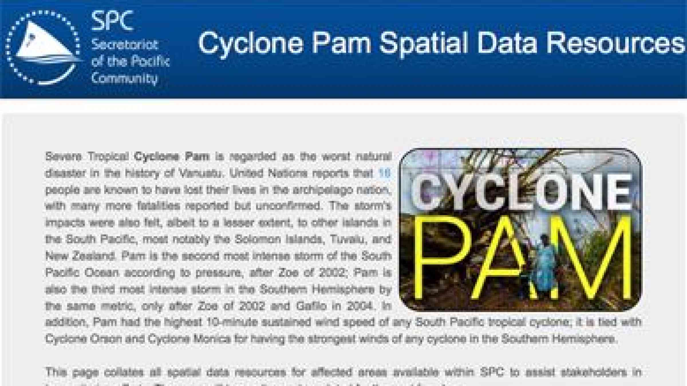 Photo of Cyclone Pam Spatial Data Resources