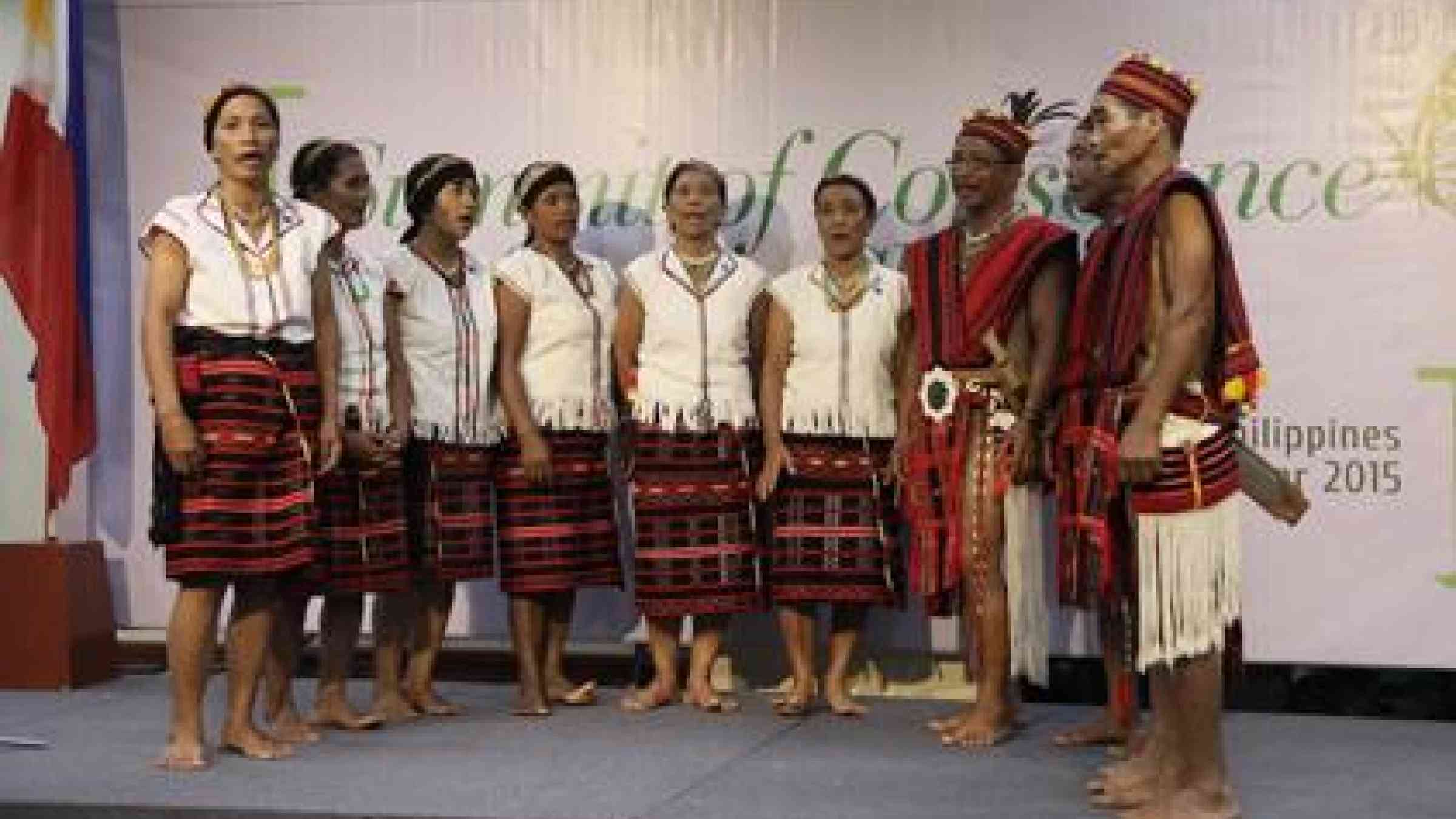 Members of the Ifugao tribe who were honoured today at a special ceremony in the Philippines Senate. (Photo: UNISDR)