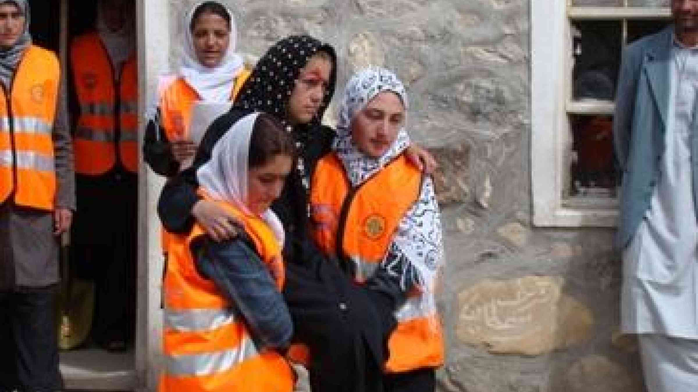 Women and girls need to be able to play their part in reducing disaster risk, for example by being involved in drills (Photo courtesy of AKF)