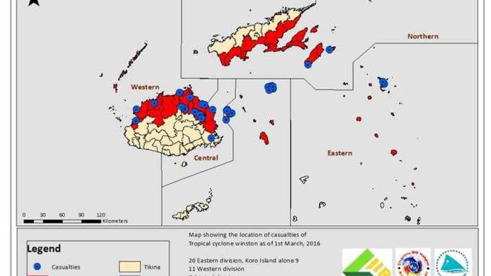 Casulaties of TC Winston. Pacific Community