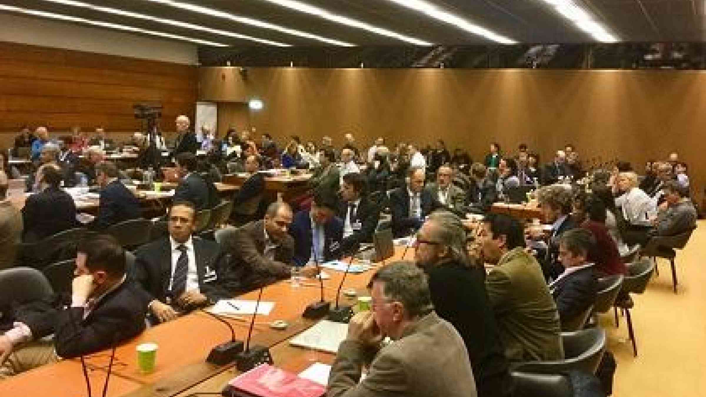 Participants at today's  Expert Meeting on the Global Risk Assessment Framework at the UN in Geneva