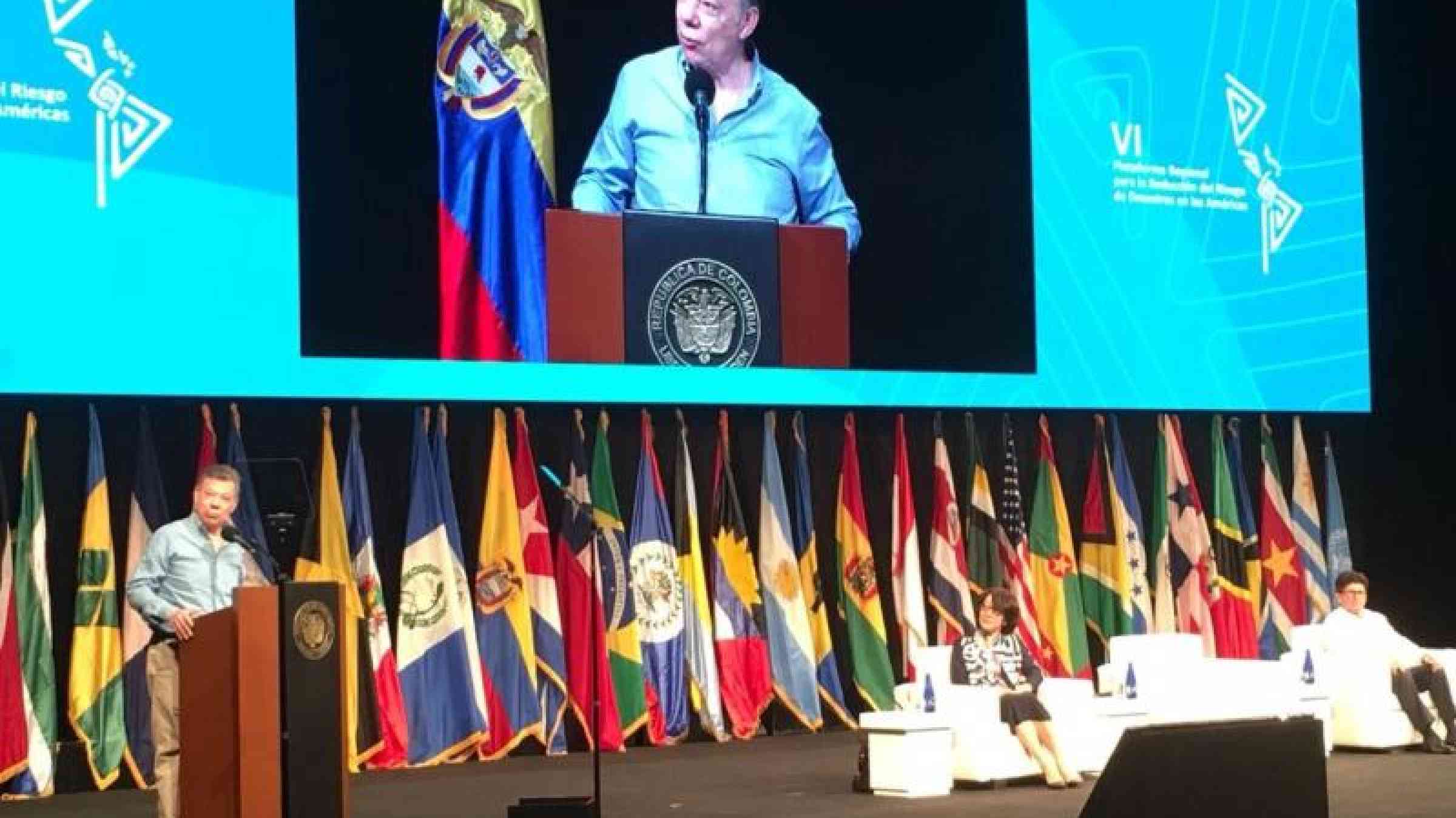 President of Colombia, Juan Manuel Santos, addressing the 6th Regional Platform on Disaster Risk Reduction in the Americas