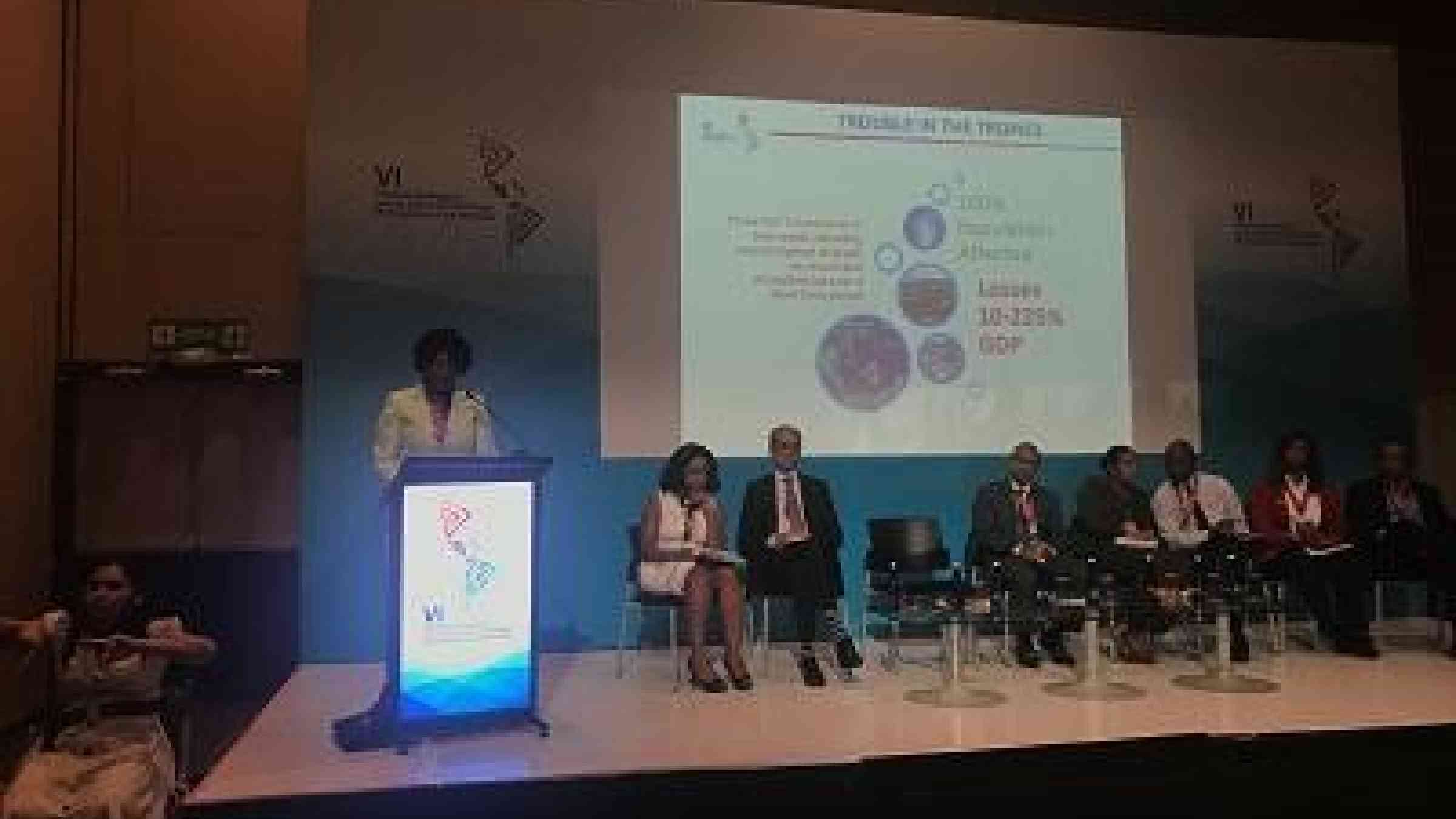 Andria Grosvenor, Caribbean Disaster Emergency Management Agency, speaking at the Americas Regional Platform on Disaster Risk Reduction