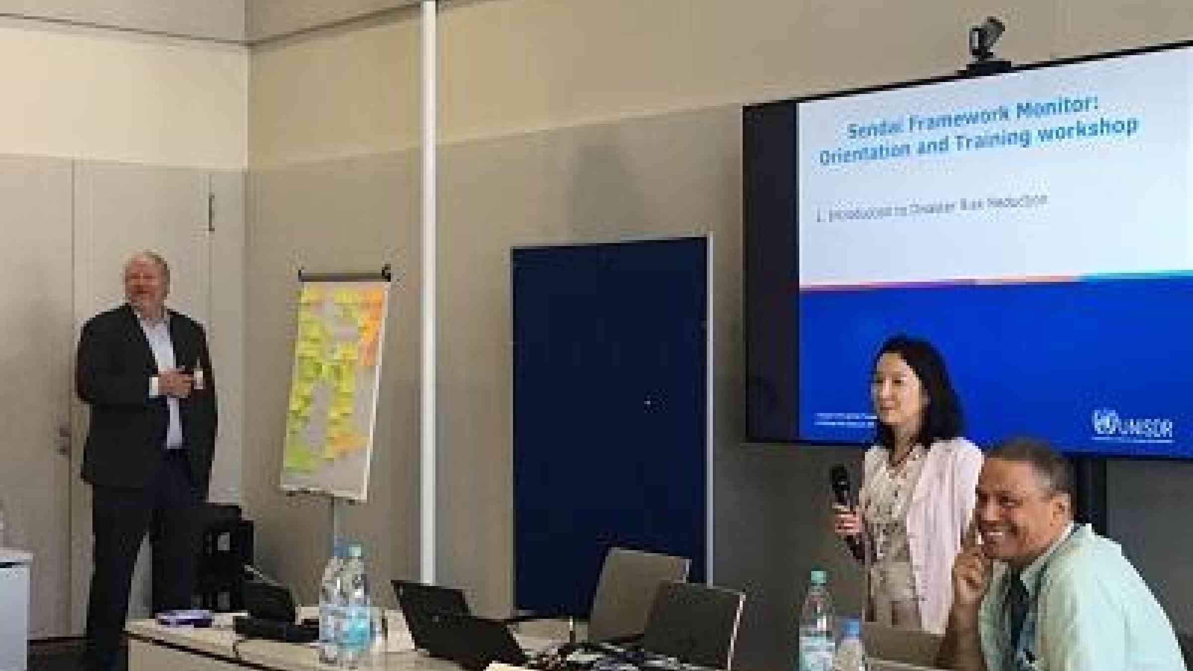 UNISDR Bonn staff at the first trainer of trainers' module for the Sendai Framework Monitor
