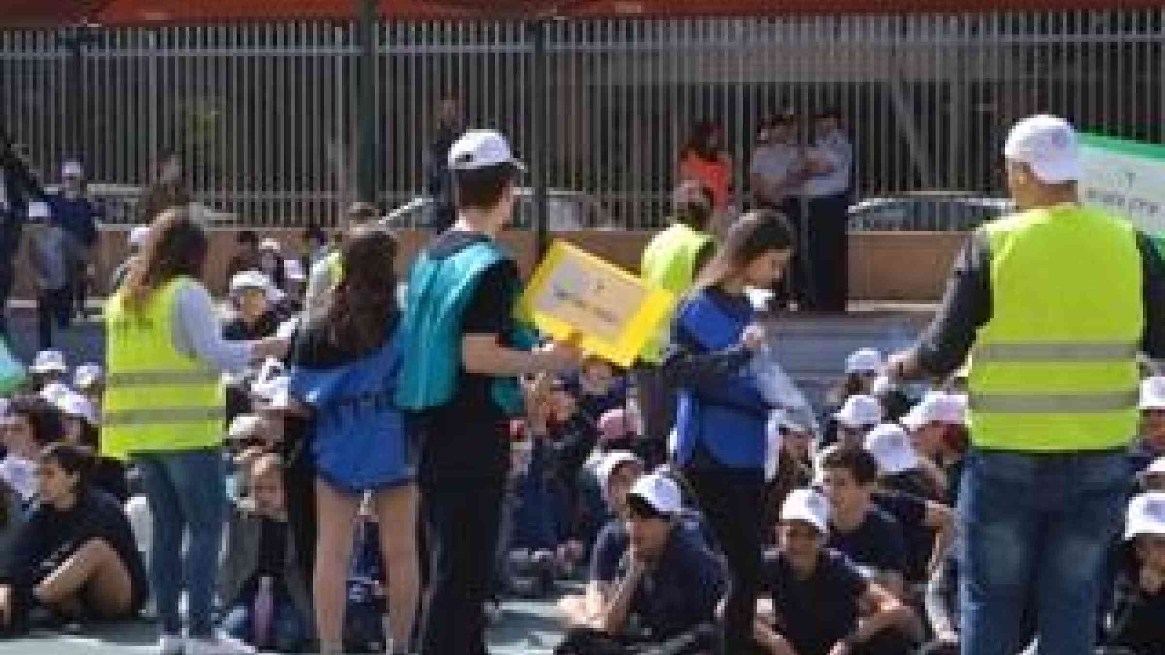 Children evacuate Gordon Elementary School in Tel Aviv tsunami drill