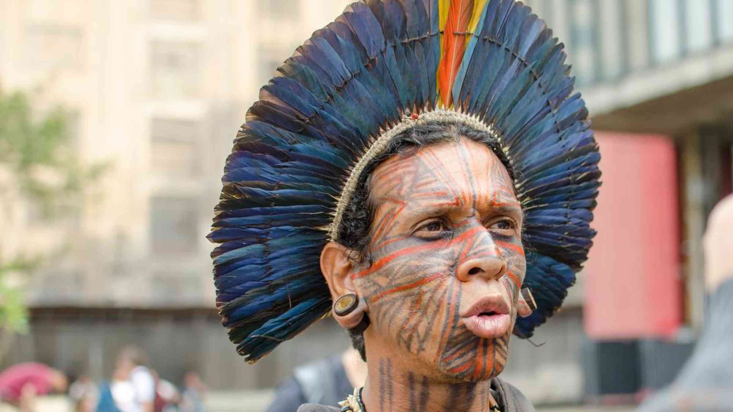 Tupinamba Indians in Sao Paulo, Brazil.  Rogerio Cavalheiro / Shutterstock.com