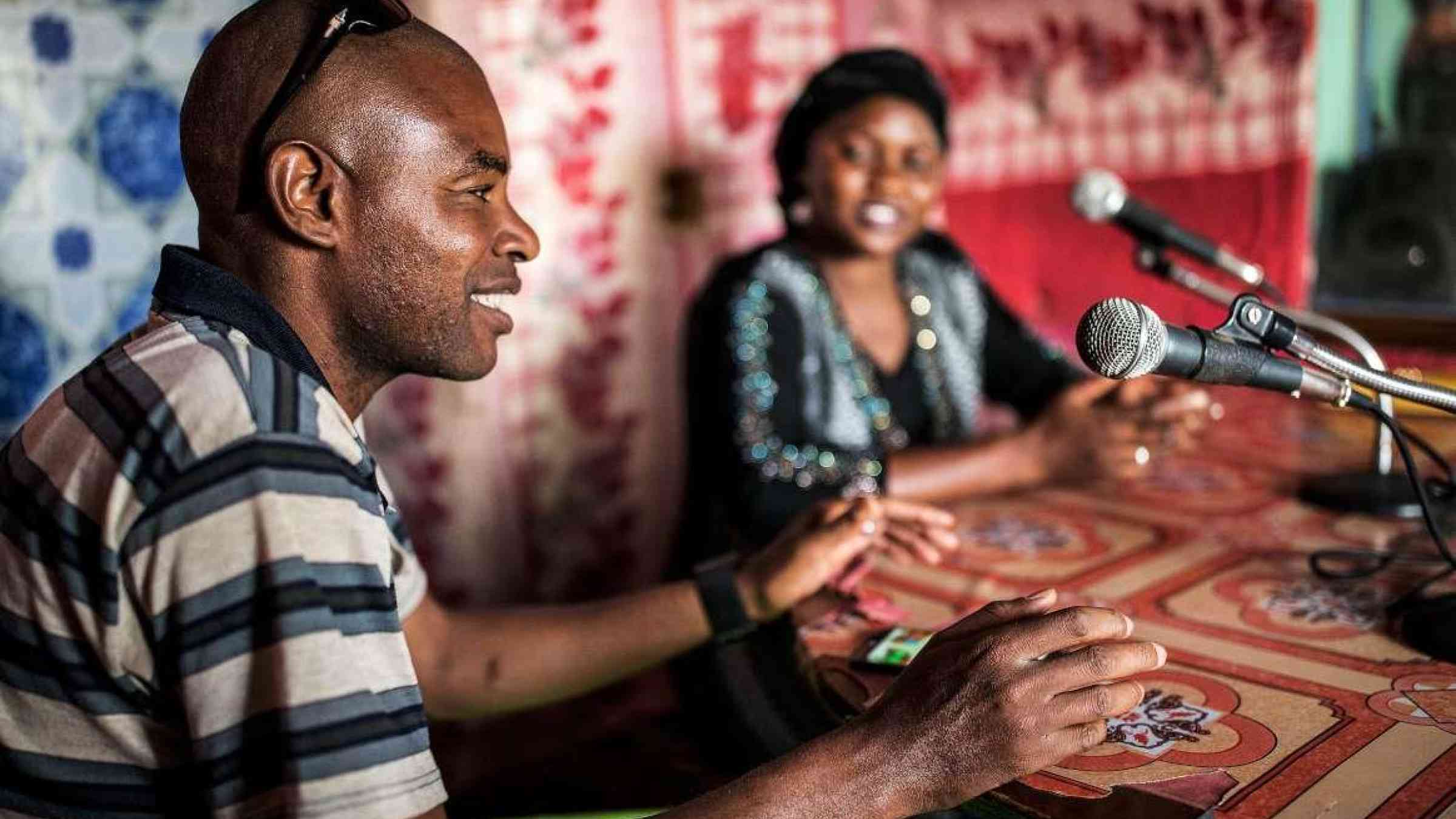 Radio hosts at Gao Community Radio. UN Photo/Harandane Dicko