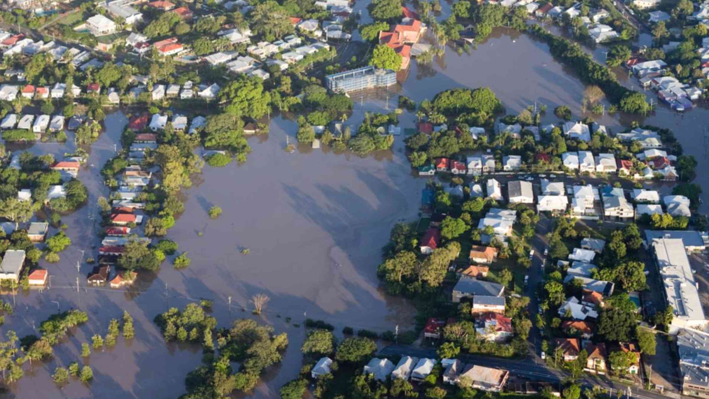 The impact of the flooding of the Brisbane River in 2011, Australia. Brisbane/Shutterstock