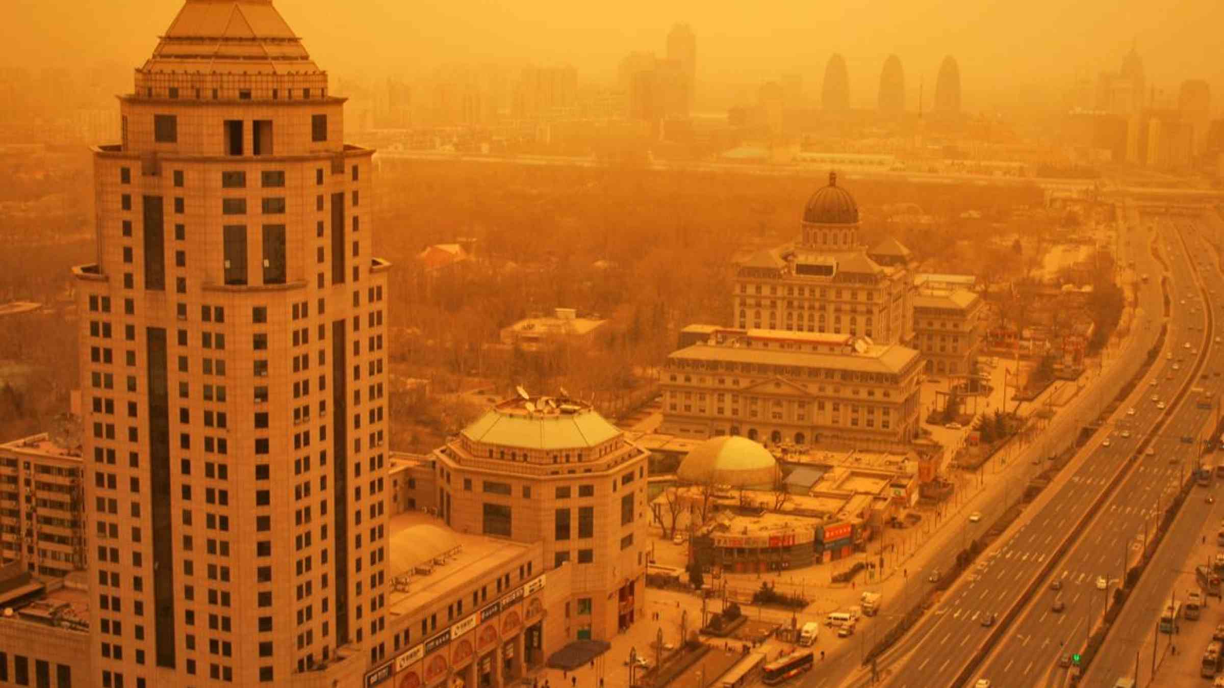 Sandstorm hits Beijing, China in 2010. vincent369/Shutterstock
