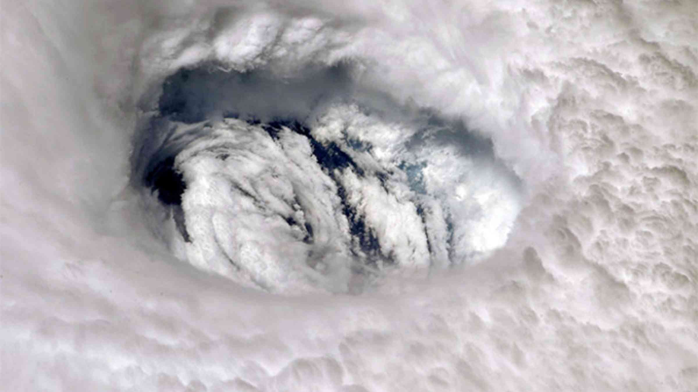 Astronaut Nick Hague captured the foreboding eye of Hurricane Dorian on 2 September 2019 from the International Space Station. Dorian, a category 5 hurricane, left a path of devastation in the Bahamas. Credit: Nick Hague/NASA