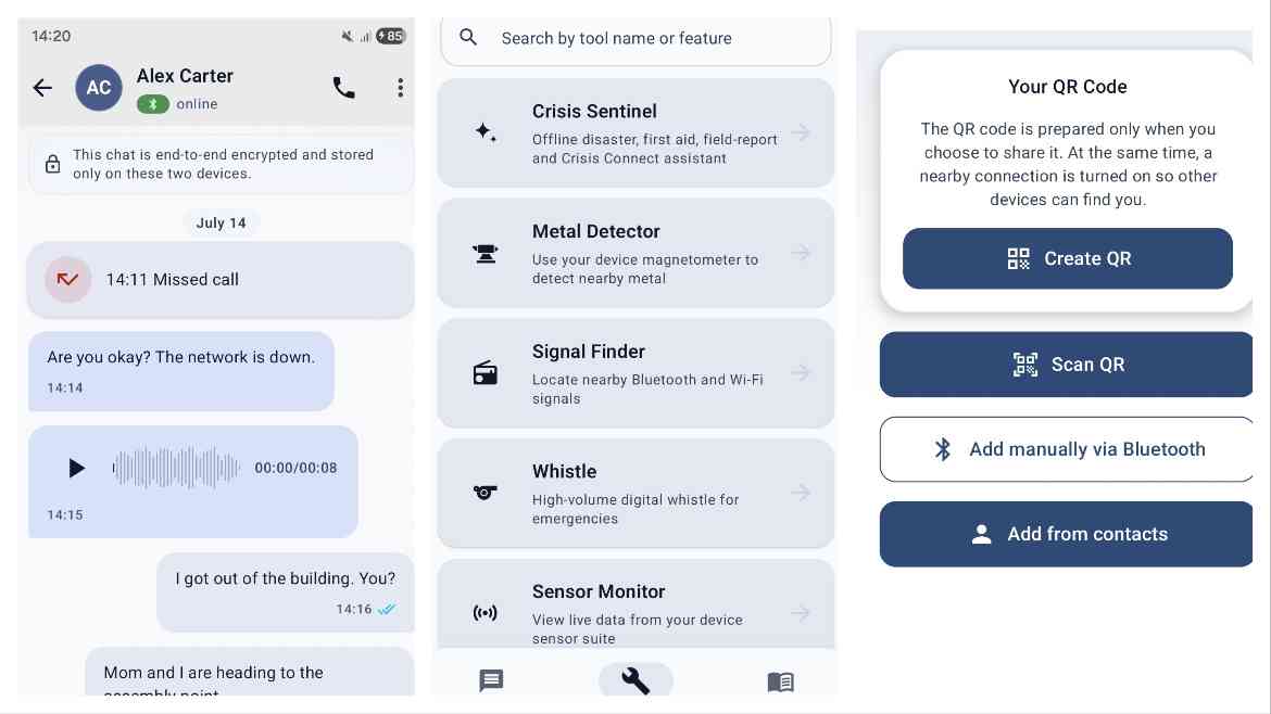 Crisis Connect app features
