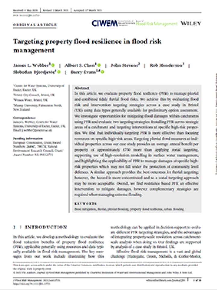 Targeting property flood resilience in flood risk management