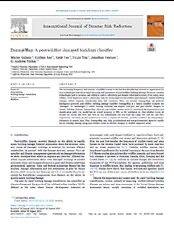 DamageMap: A post-wildfire damaged buildings classifier